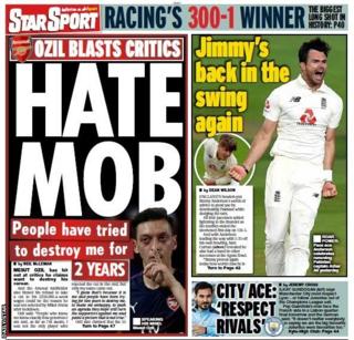 Friday's Star back page - 'Hate mob'