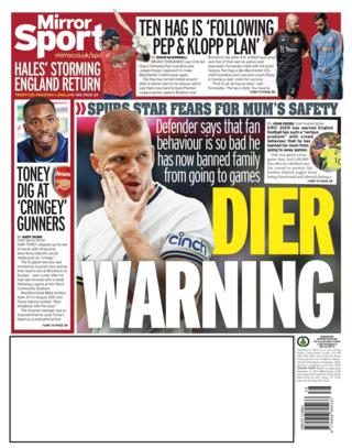 Daily Mirror back page - Wednesday 21 September