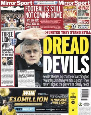 The back page of the Daily Mirror