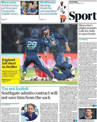 The back page of the Guardian