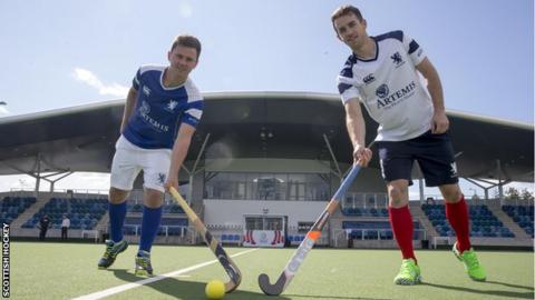 Alan Forsyth (left) and Chris Grassick at the Glasgow National Hockey Centre