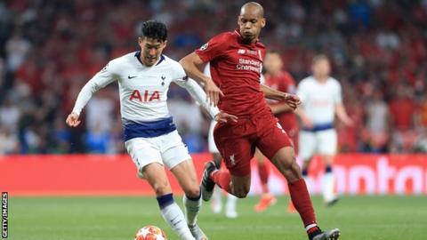 Son Heung-Min and Fabinho during the Champions League final