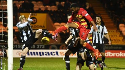 David Amoo knocks in the second goal for Partick Thistle