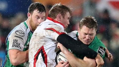 Ulster's Roger Wilson tackles Connacht's Tom McCartney in a Pro12 meeting between the sides two years ago