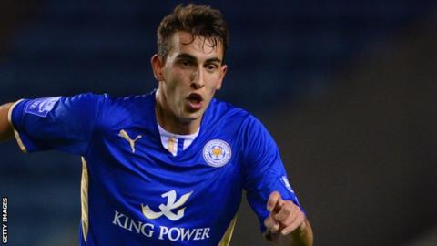 Kieran Kennedy in action for Leicester City Under-21s