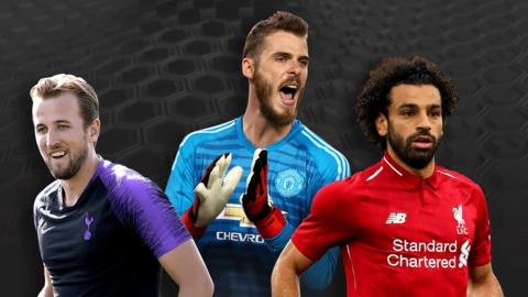 Harry Kane, David de Gea and Mo Salah
