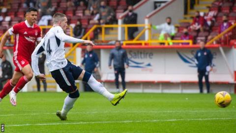 Rangers' Ryan Kent scores at Pittodrie