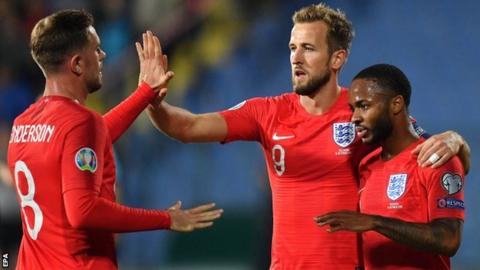 Liverpool's Jordan Henderson, Tottenham's Harry Kane and Manchester City's Raheem Sterling