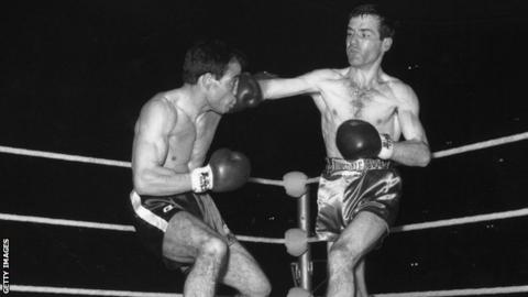 Walter McGowan lands a right on Salvatore Burruni during their world flyweight championship at Wembley in June 1966