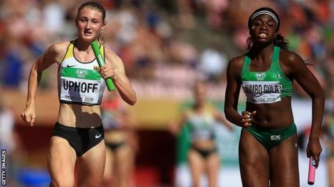 Patience Jumbo-Gula (right) helped Ireland clinch a 4x100m silver medal at the World Under-20 Championships in Finland