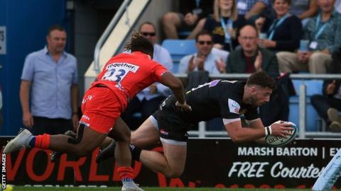Alex Cuthbert scores for Exeter