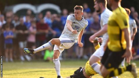 Rhys Healey of Cardiff City scores his second goal