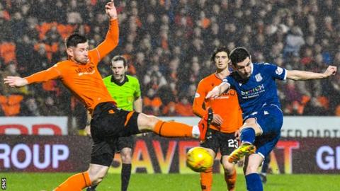 Graham Dorrans (right) scores Dundee's equaliser