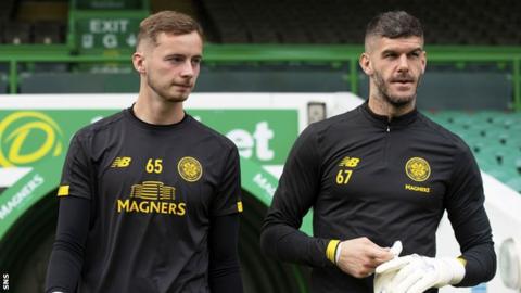 Celtic goalkeepers Conor Hazard and Fraser Forster