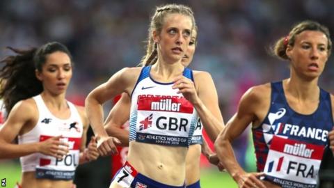 Jemma Reekie runs in the 1500m at the Athletics World Cup