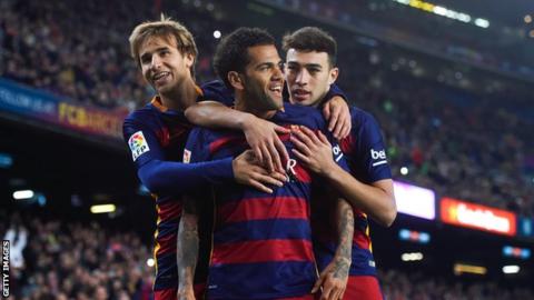 Barcelona players celebrate