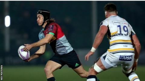 Demetri Catrakilis in action for Harlequins against Worcester in their European Challenge Cup quarter-final