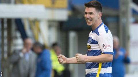 Ross Forbes celebrates scoring for Morton against