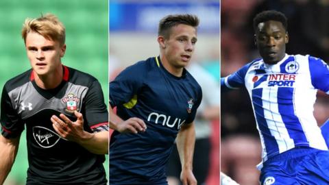 Jake Hesketh (left) and Jake Flannigan (centre) both began their career with Southampton while Devante Cole (right) came through the ranks at Manchester City
