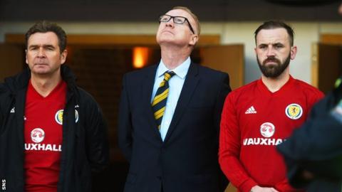 Scotland coaching staff: Peter Grant, Alex McLeish and James McFadden