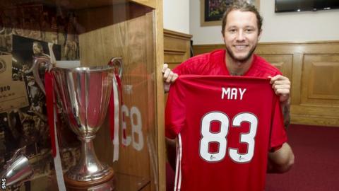 Stevie May with the number 83 shirt