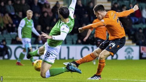 Lawrence Shankland scored his 27th club goal of the season against Hibs on Tuesday
