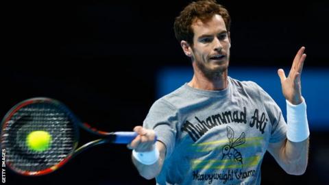 Andy Murray training at the O2 Arena