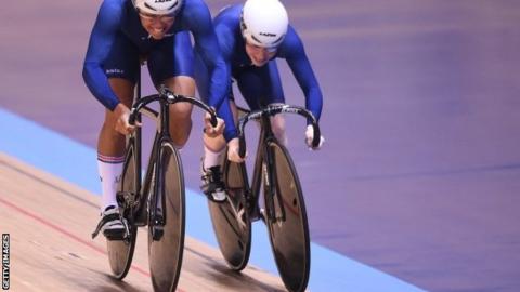Shanaze Reade and Blaine Ridge-Davis at the National Track Cycling Championships