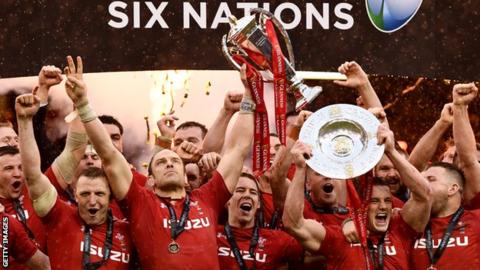 Wales celebrate their Six Nations win