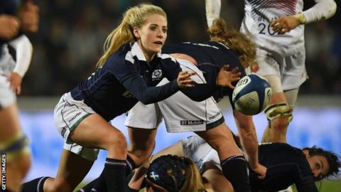 Jenny Maxwell playing for Scotland Women