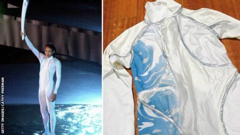 Cathy Freeman and cauldron suit