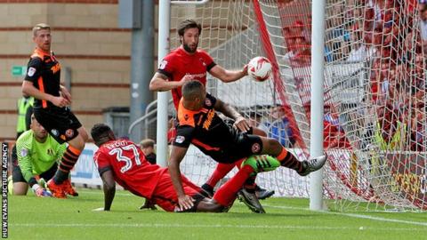 Jamie Turley scores for Newport
