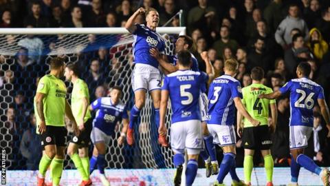 Michael Morrison celebrates drawing Birmingham level against Sheffield United