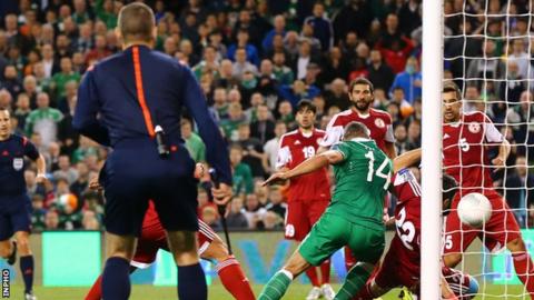 Jon Walters pokes in the Republic of Ireland's winner against Georgia after brilliant work by Jeff Hendrick