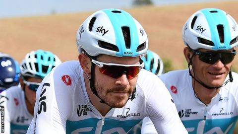 Luke Rowe in action at the Deutschland Tour 2018