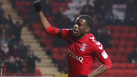 Stephy Mavididi celebrates a goal for Charlton
