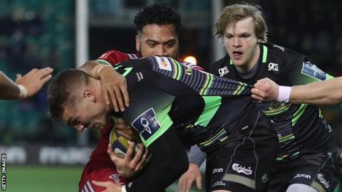 George North tries to break free against Harlequins