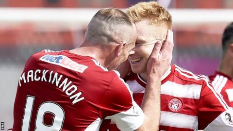 Darian MacKinnon and Ali Crawford celebrate for Hamilton