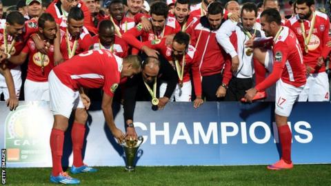 Tunisia's Etoile du Sahel celebrate winning the Confederation Cup