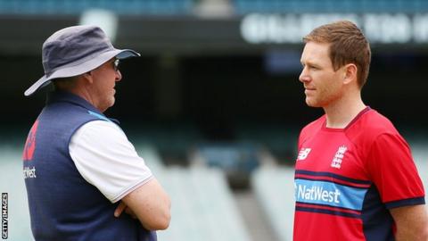 England coach Trevor Bayliss (left) and captain Eoin Morgan