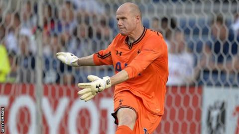 Brad Friedel takes a goal-kick