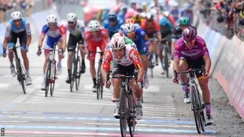 Caleb Ewan wins stage eight at the Giro d'Italia