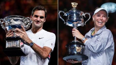 Roger Federer and Caroline Wozniacki