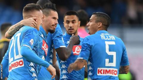 Napoli players celebrate