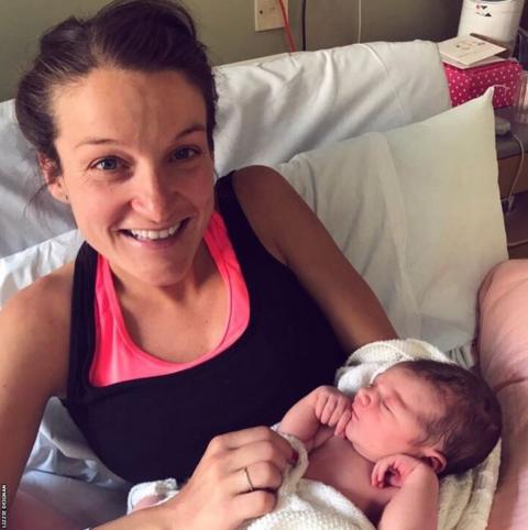 Lizzie Deignan with baby Orla