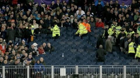 Spectators had to evacuate the north east terrace