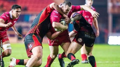 Ken Owens played his first game for Scarlets at number eight against Dragons on 5 January