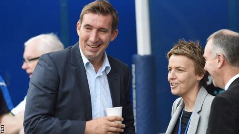 Hibernian head coach Alan Stubbs and chief executive Leeann Dempster