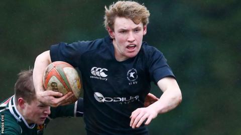Campbell College's Ben Webb on the attack during his side's win over Friends' School of Lisburn