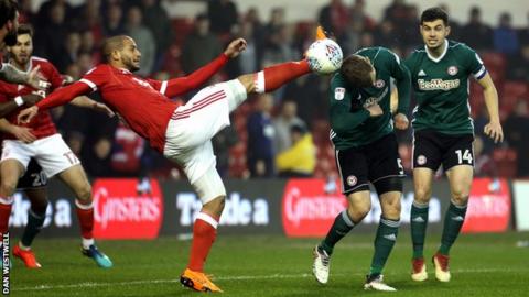 Nottingham Forest's Adlene Guedioura in action against Brentford at the City Ground